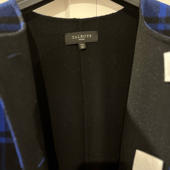 TALBOTS NWT AUTHENTIC TARTAN MAJESTY BLUE & BLACK COLLARLESS CLASIC JACKET - Picture 15 of 17